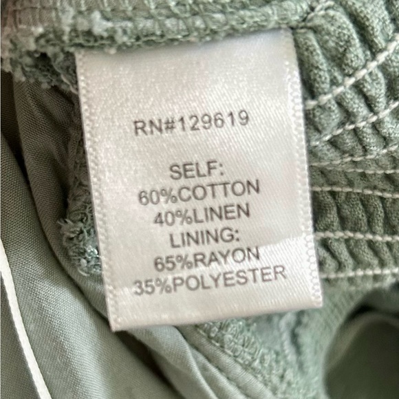 ALLIE ROSE Linen Blend Wide Leg Smocked Tank Jumpsuit Tie Front Coastal Boho | M - Picture 7 of 8